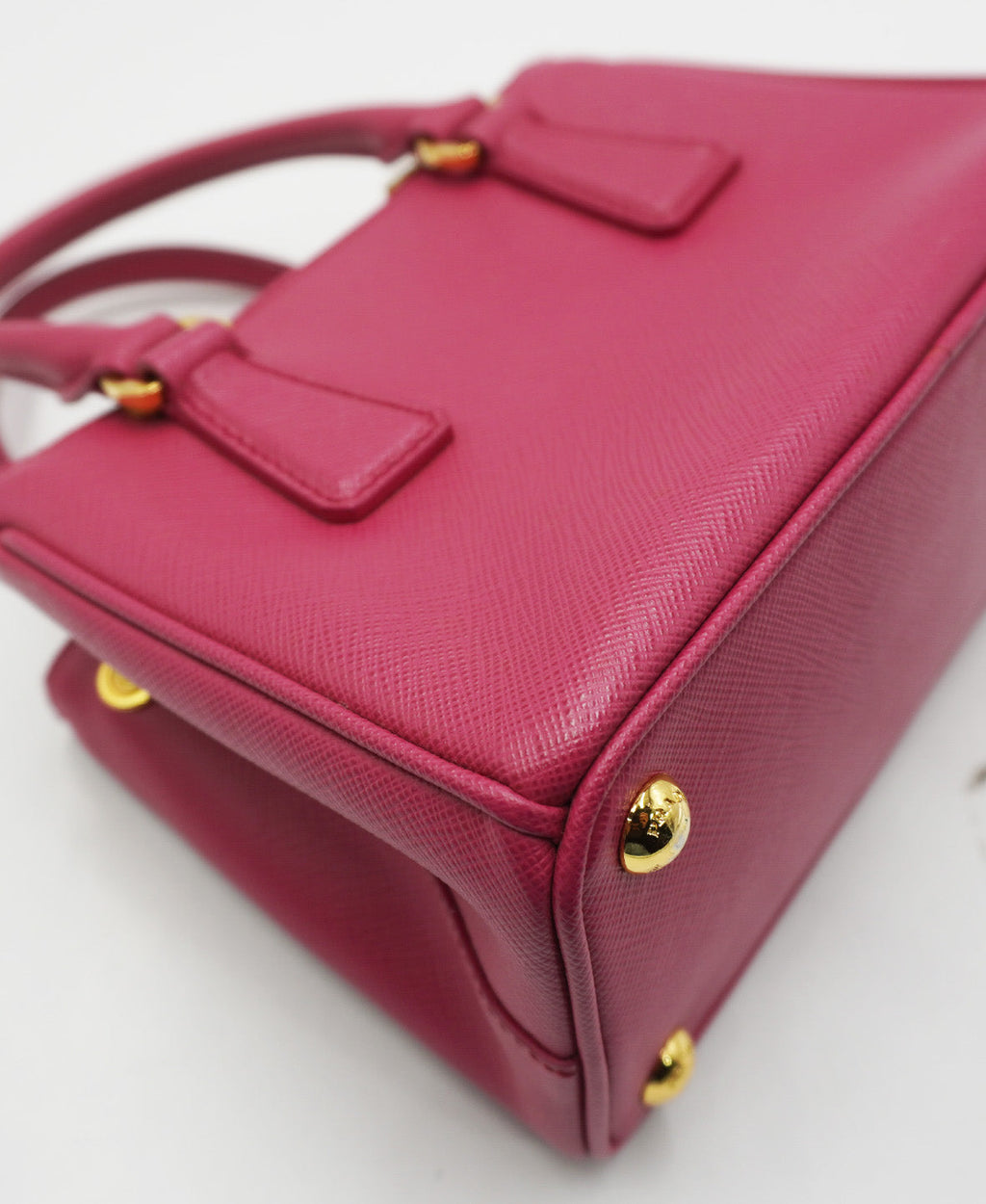 Mini Saffiano Lux Leather Double Zip Pink