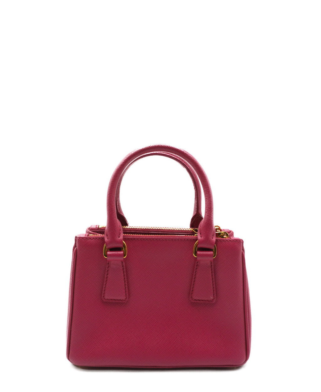 Mini Saffiano Lux Leather Double Zip Pink