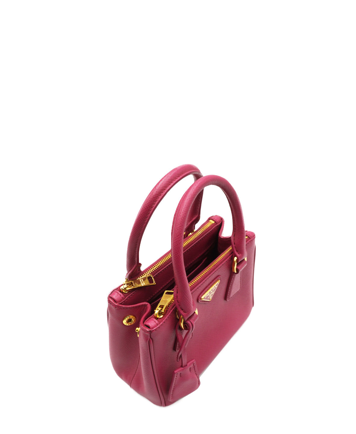 Mini Saffiano Lux Leather Double Zip Pink