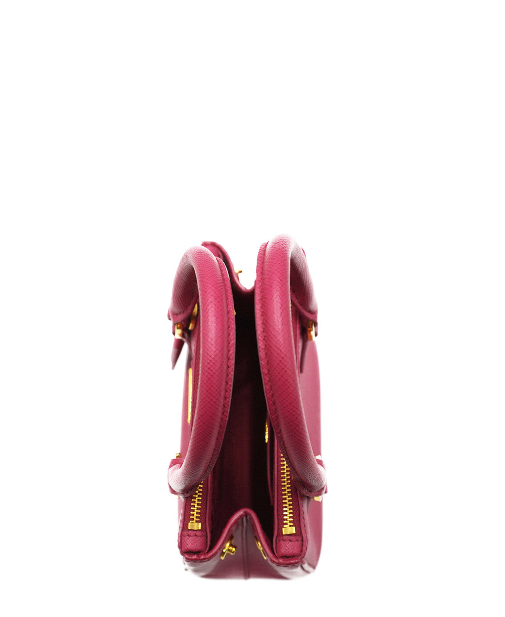 Mini Saffiano Lux Leather Double Zip Pink