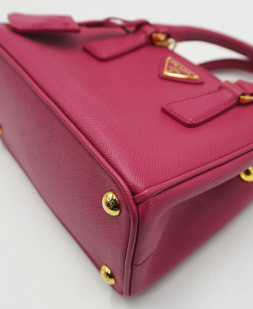 Mini Saffiano Lux Leather Double Zip Pink