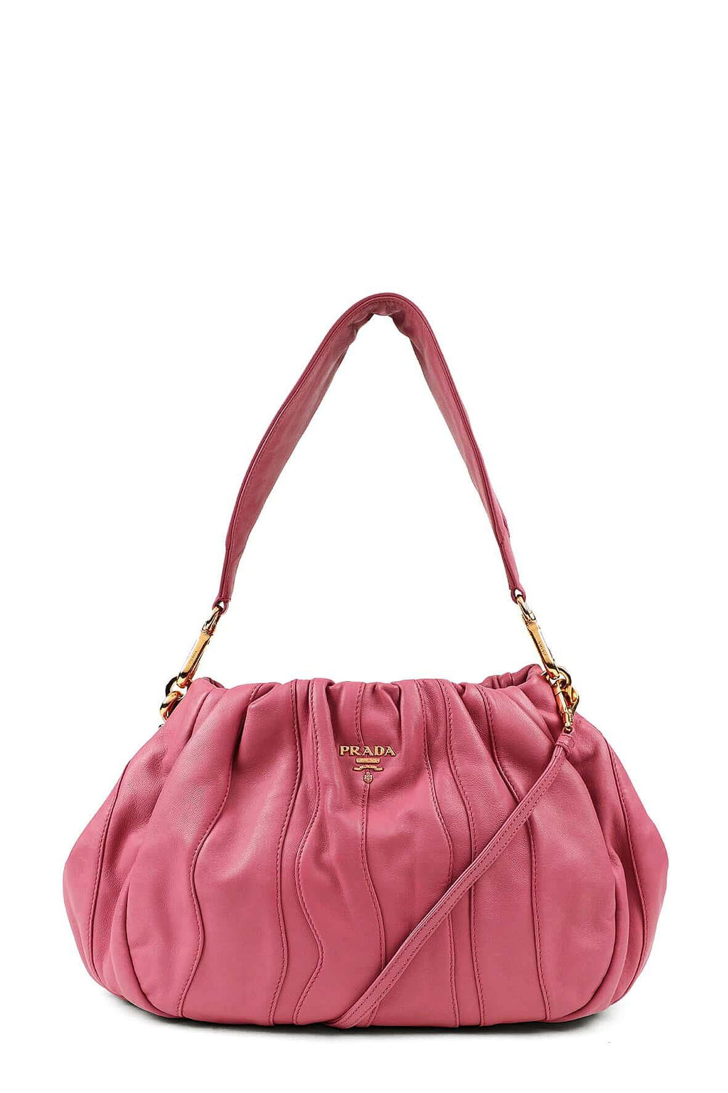 Nappa Stripes Hobo Bag Pink