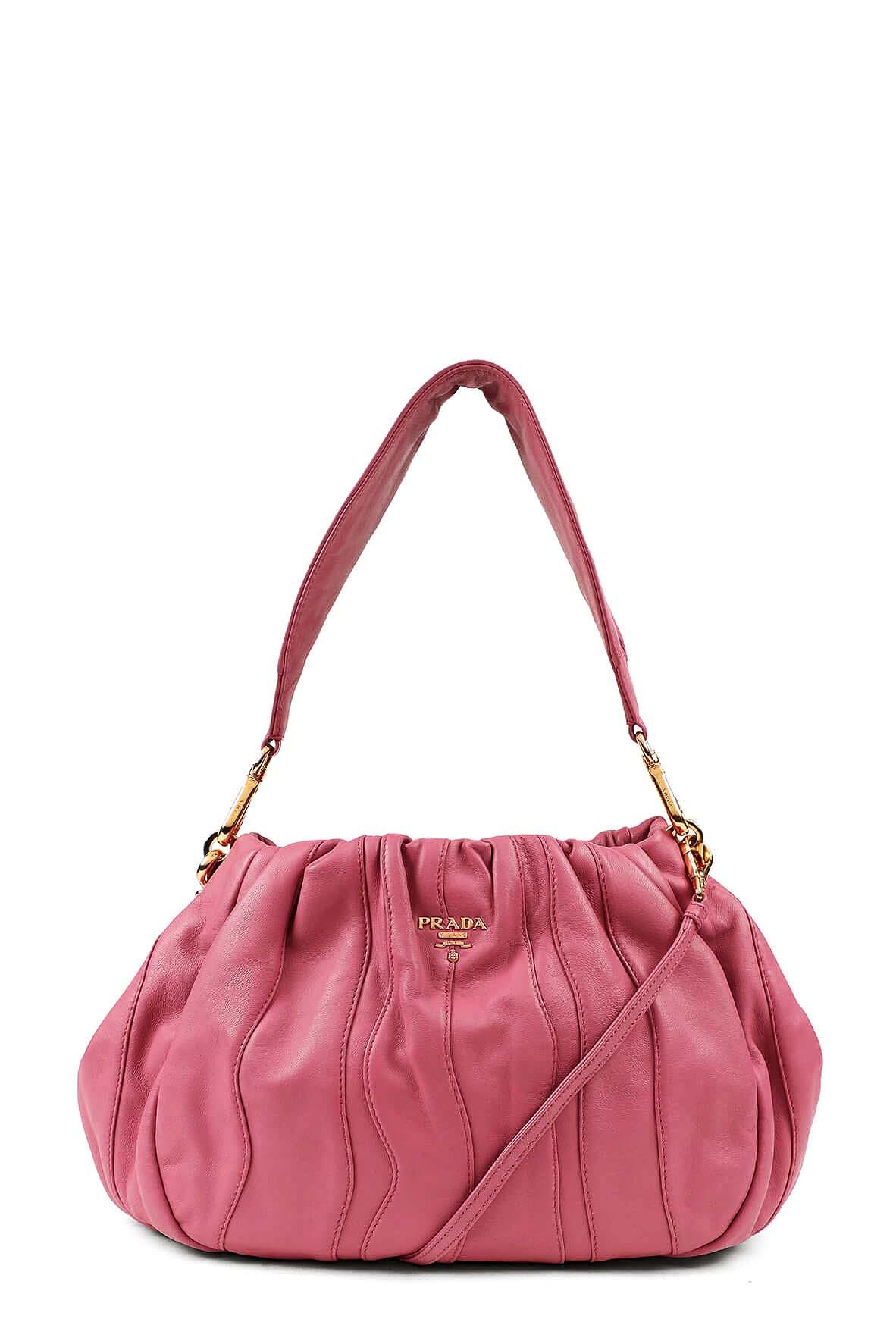 Nappa Stripes Hobo Bag Pink