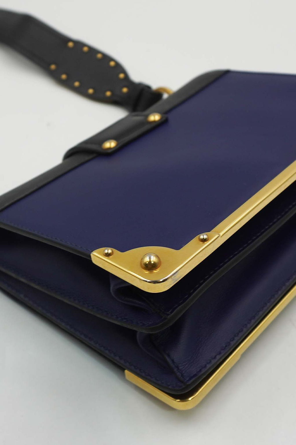Saffiano-Trimmed City Calf Cahier Bag Blue