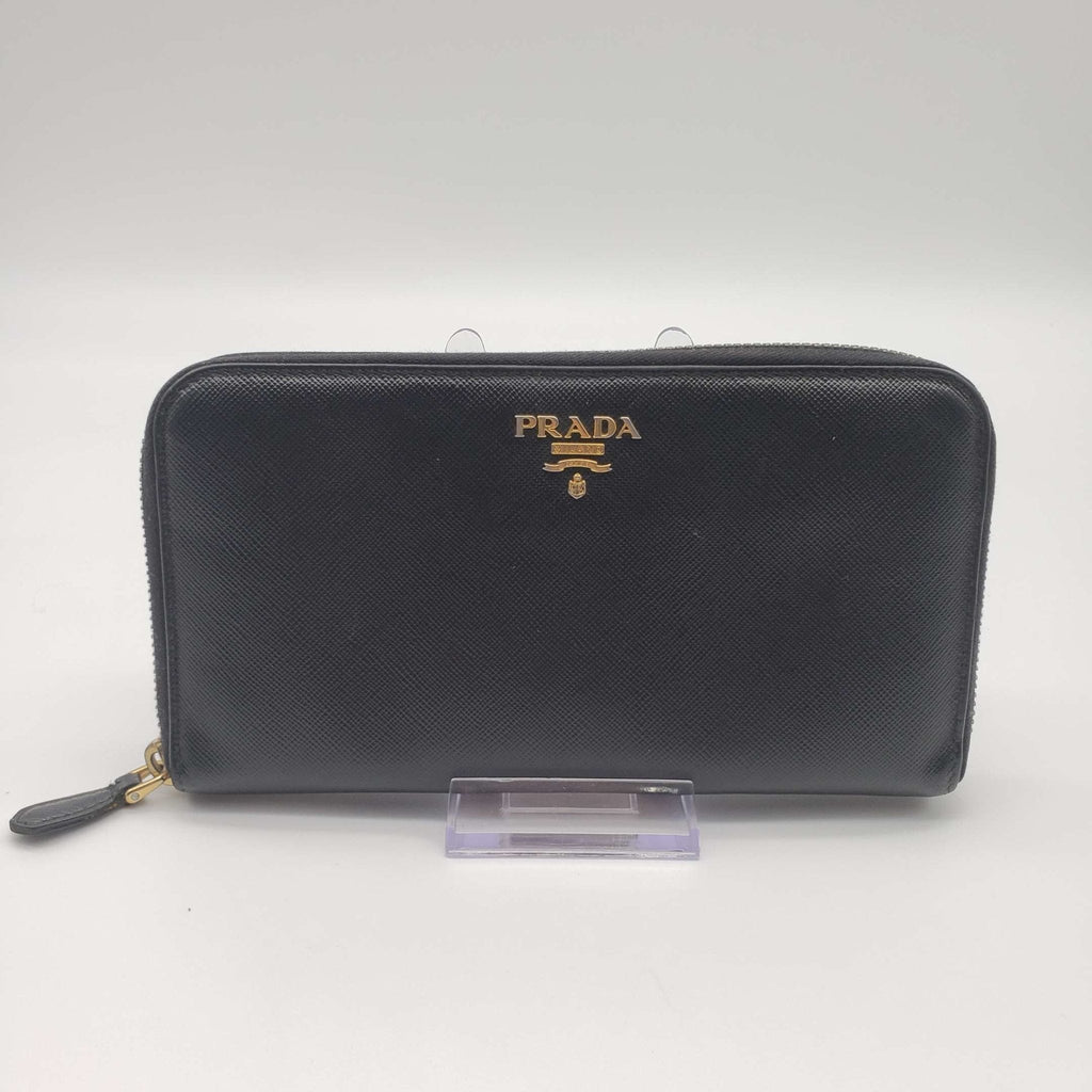 Prada Saffiano Zippy Black Wallet