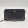 Prada Saffiano Zippy Black Wallet