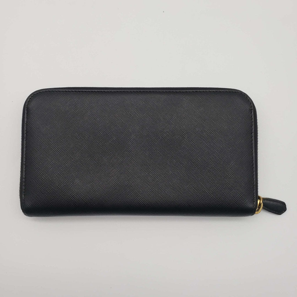 Prada Saffiano Zippy Black Wallet