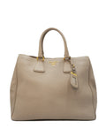Saffiano Lux Double Zip Tote Taupe