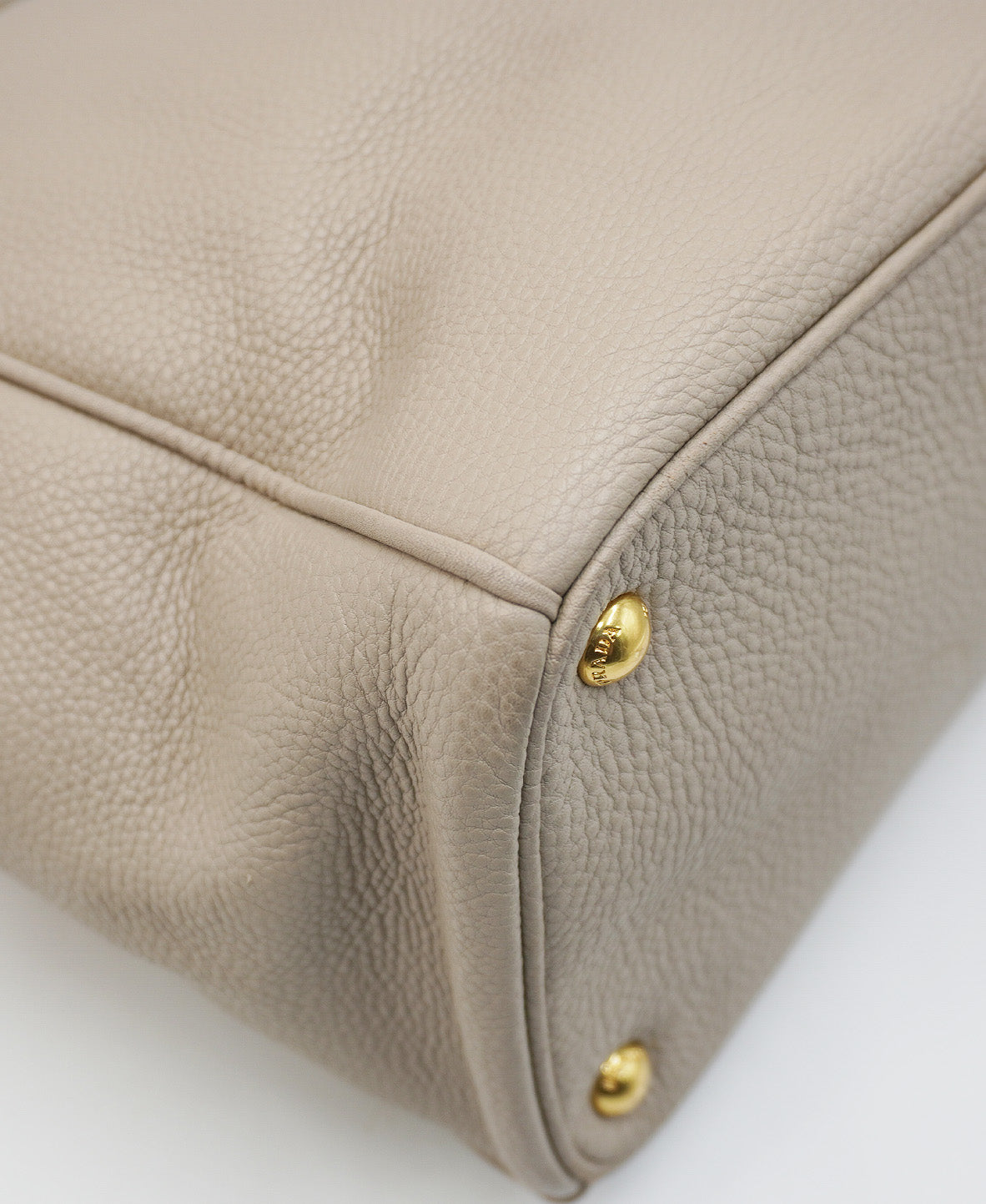 Saffiano Lux Double Zip Tote Taupe
