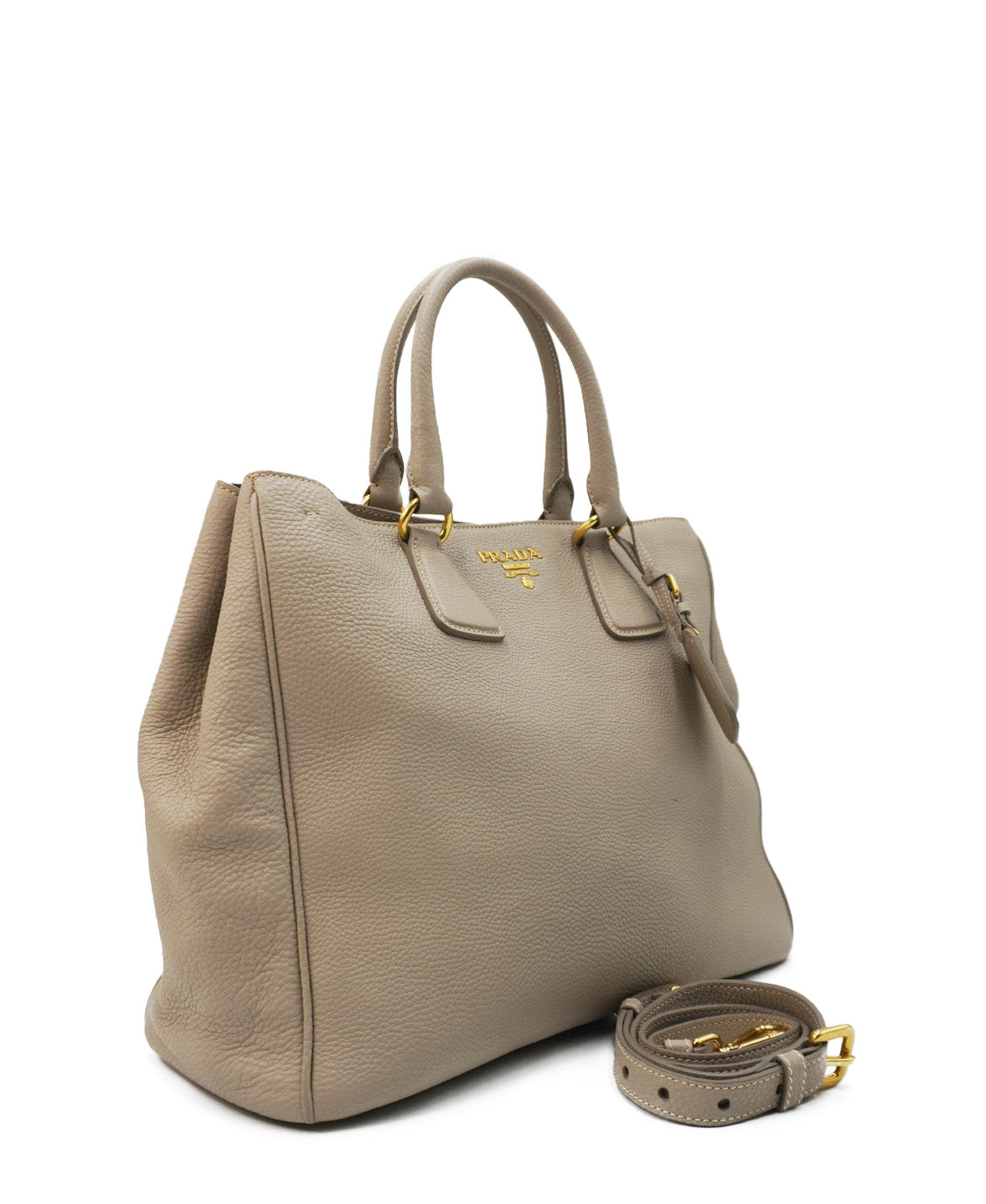 Saffiano Lux Double Zip Tote Taupe