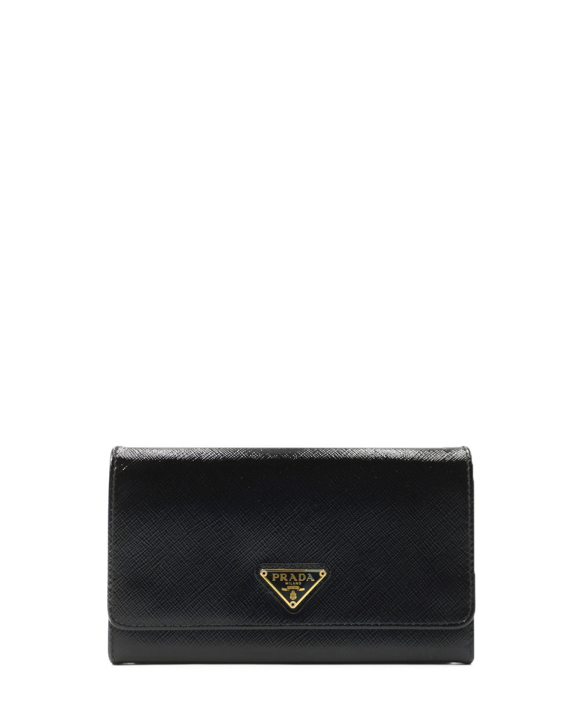 Saffiano Vernice Leather Flap Wallet On Strap Black