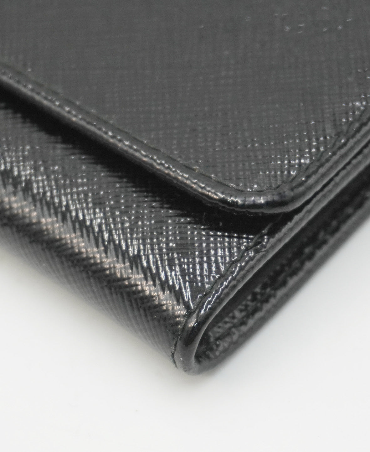 Saffiano Vernice Leather Flap Wallet On Strap Black