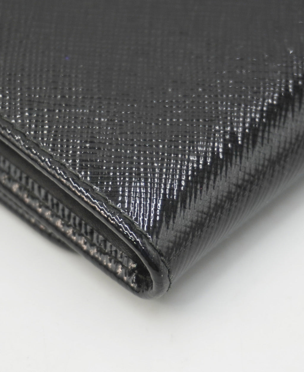 Saffiano Vernice Leather Flap Wallet On Strap Black