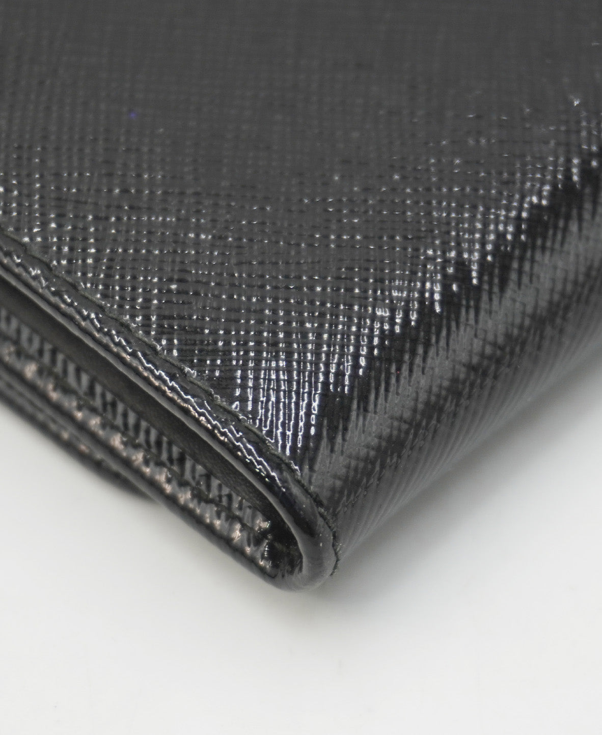 Saffiano Vernice Leather Flap Wallet On Strap Black