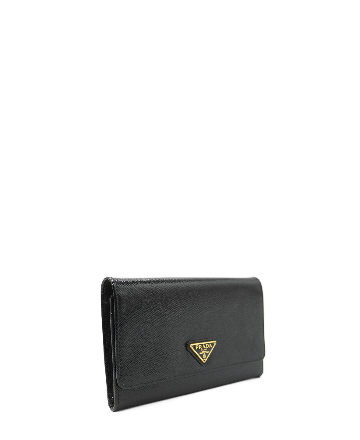 Saffiano Vernice Leather Flap Wallet On Strap Black
