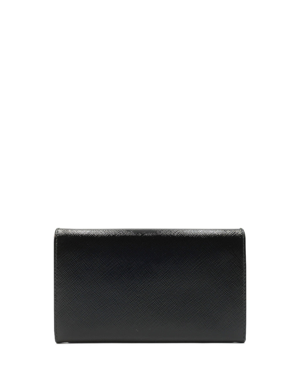 Saffiano Vernice Leather Flap Wallet On Strap Black