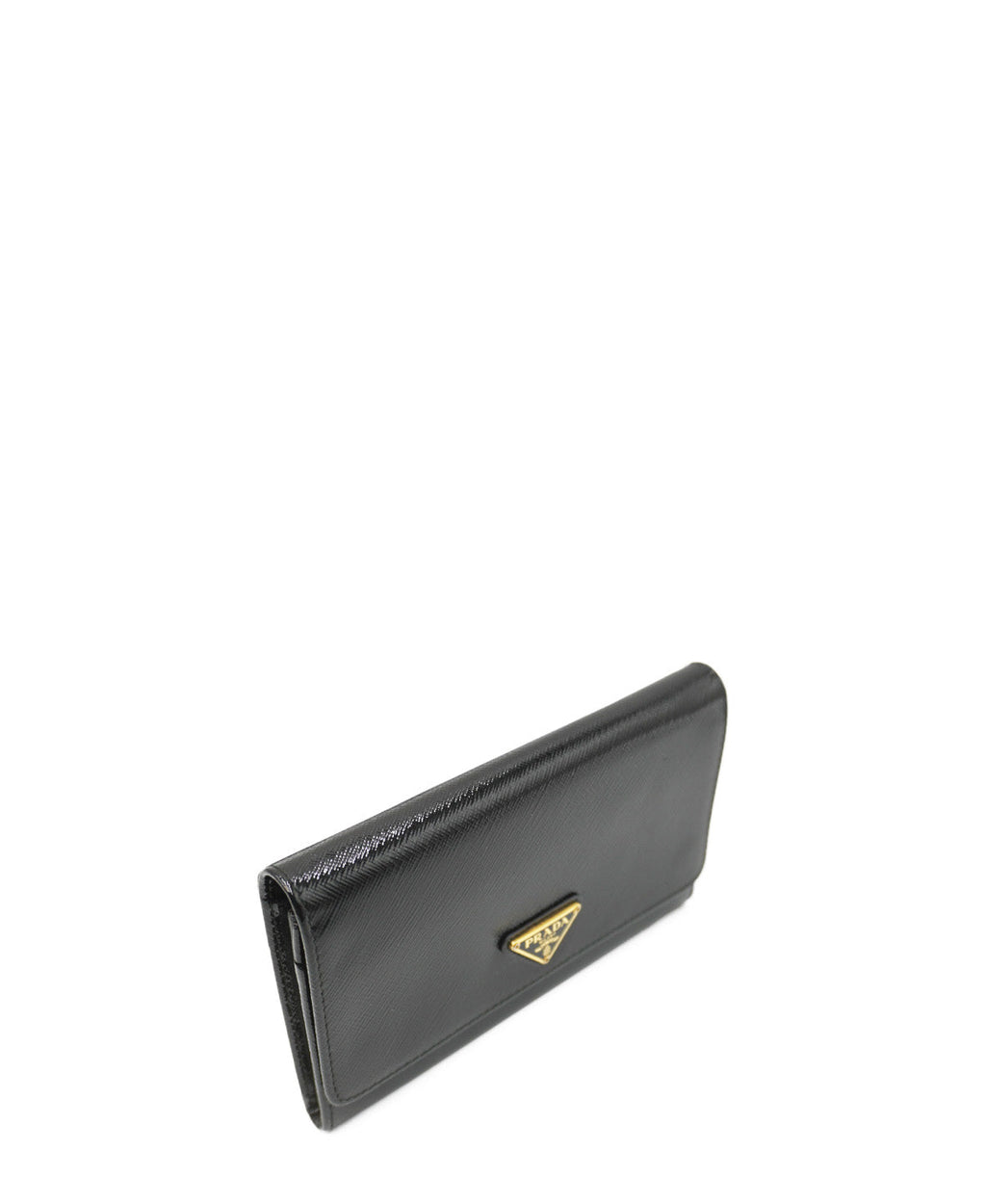 Saffiano Vernice Leather Flap Wallet On Strap Black