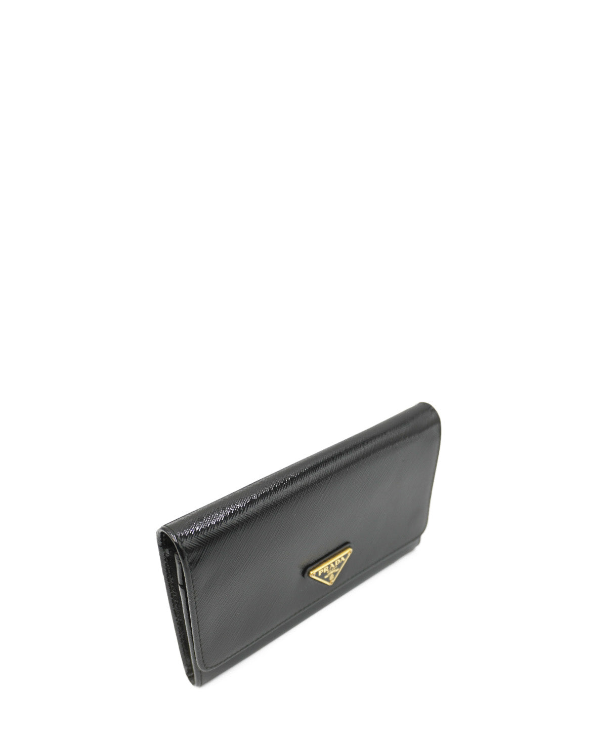 Saffiano Vernice Leather Flap Wallet On Strap Black