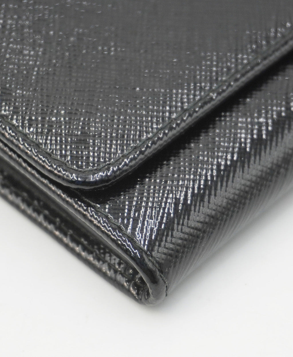 Saffiano Vernice Leather Flap Wallet On Strap Black