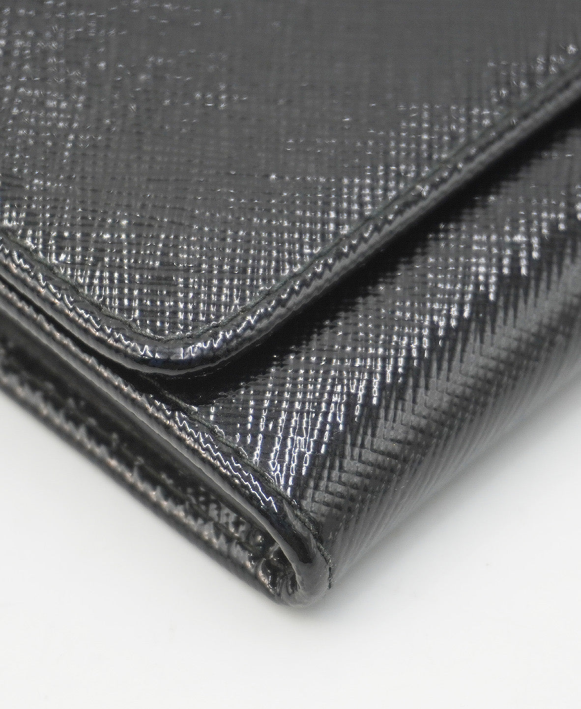 Saffiano Vernice Leather Flap Wallet On Strap Black