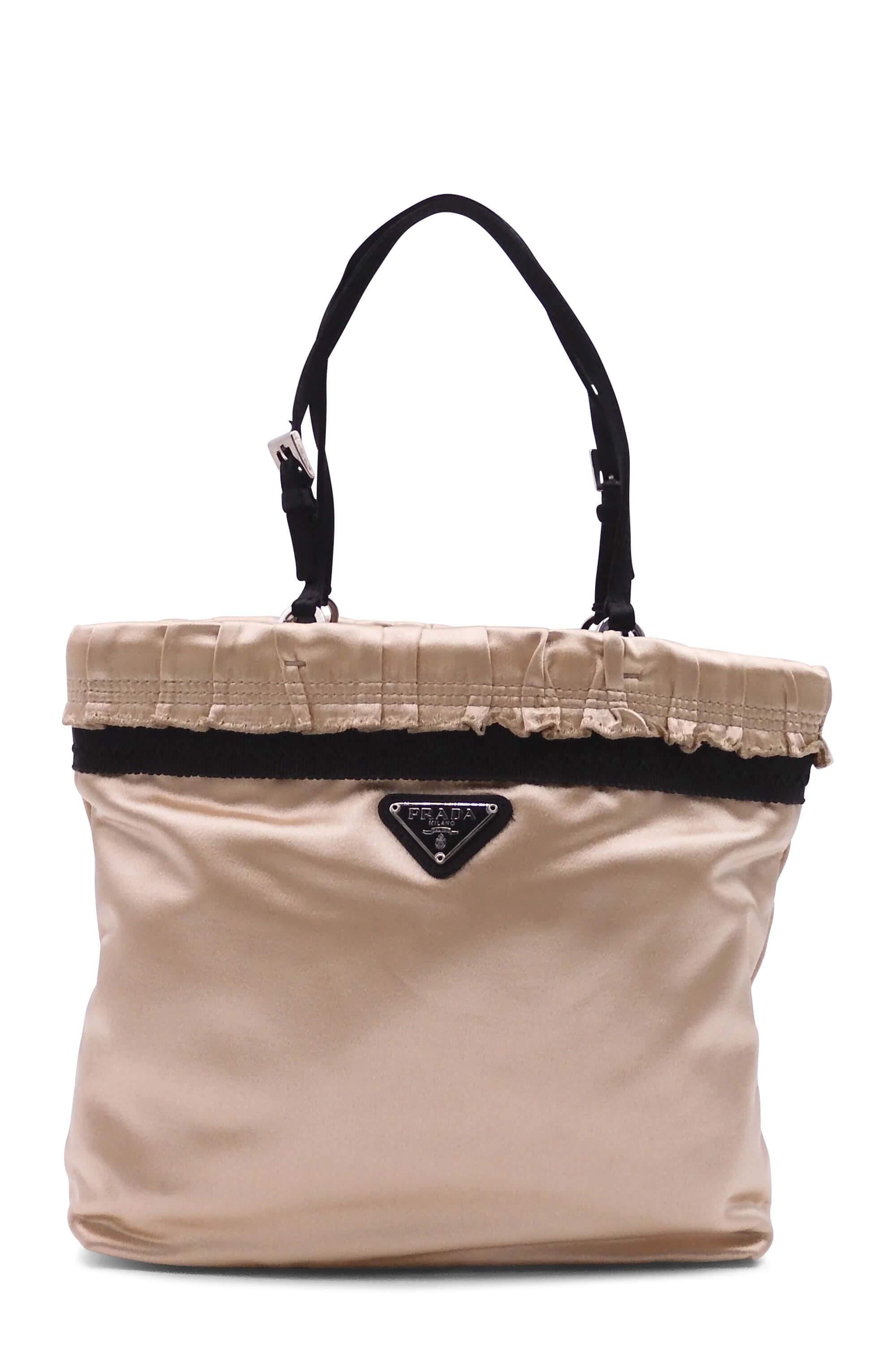 Satin Ruffle Top Handle Bag Gold