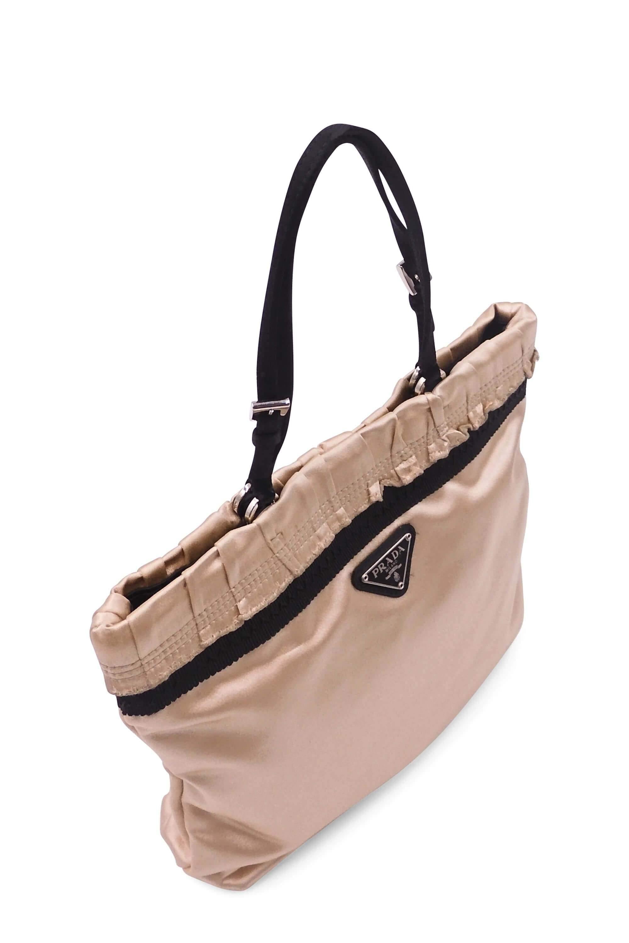 Satin Ruffle Top Handle Bag Gold