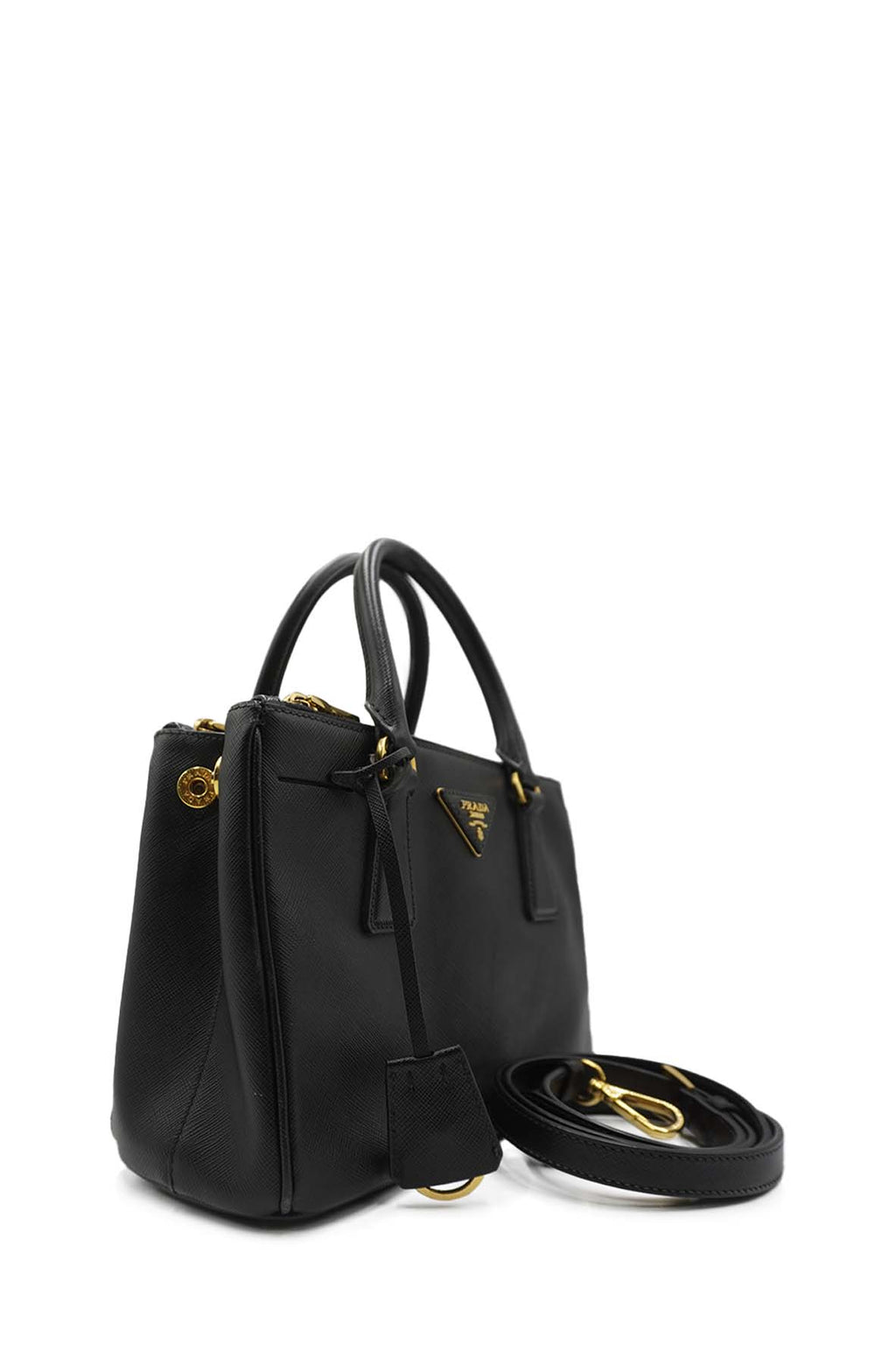 Small Galleria Saffiano Lux Double Zip GHW Black