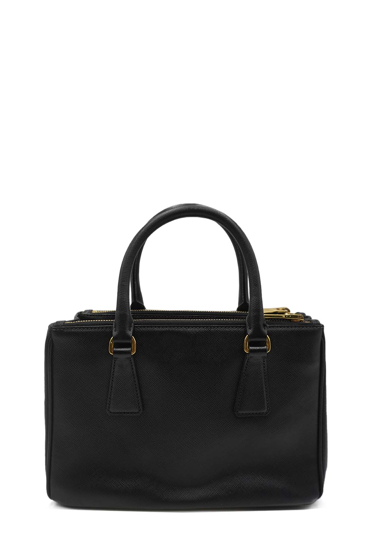 Small Galleria Saffiano Lux Double Zip GHW Black