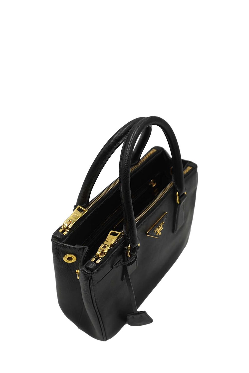 Small Galleria Saffiano Lux Double Zip GHW Black