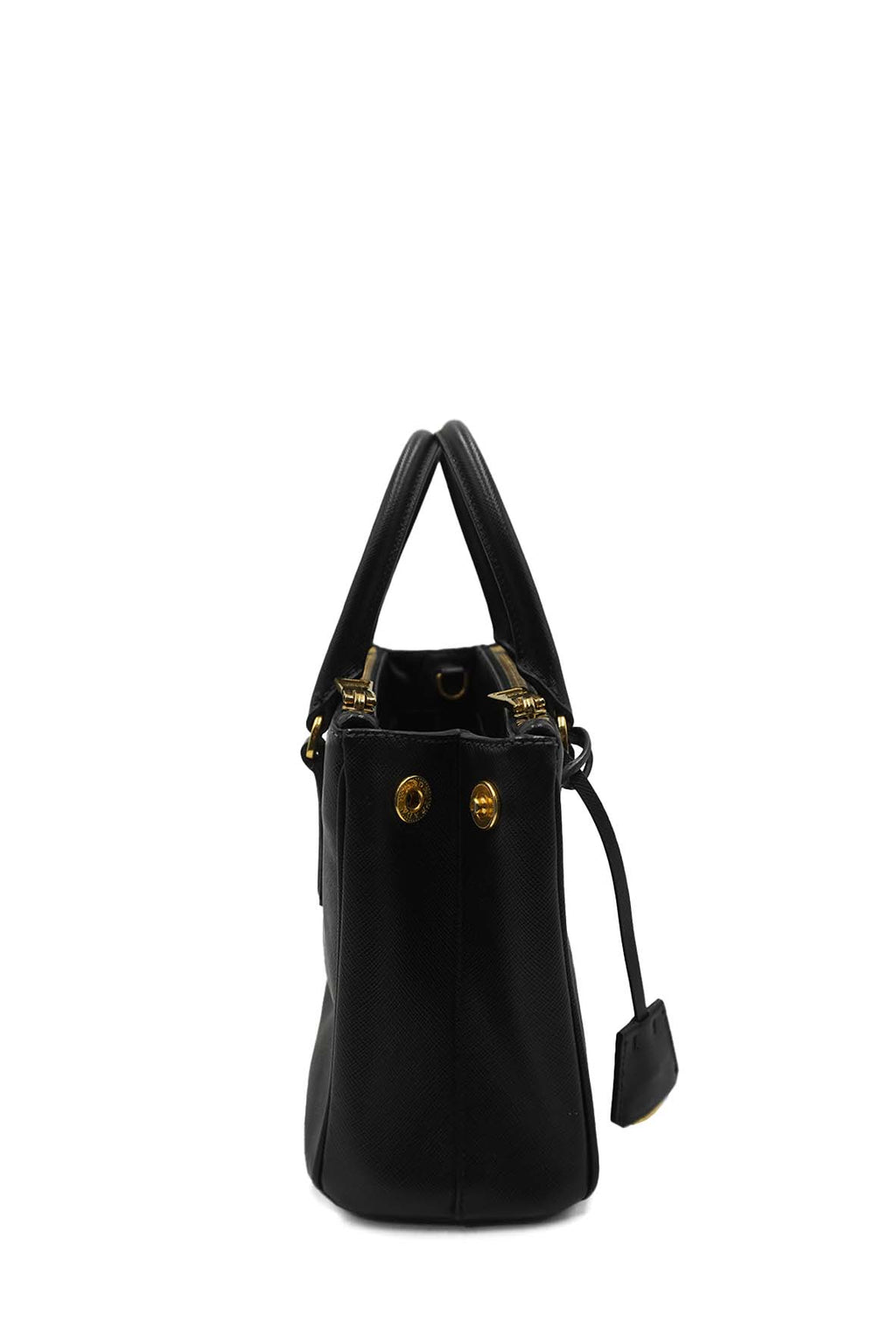 Small Galleria Saffiano Lux Double Zip GHW Black