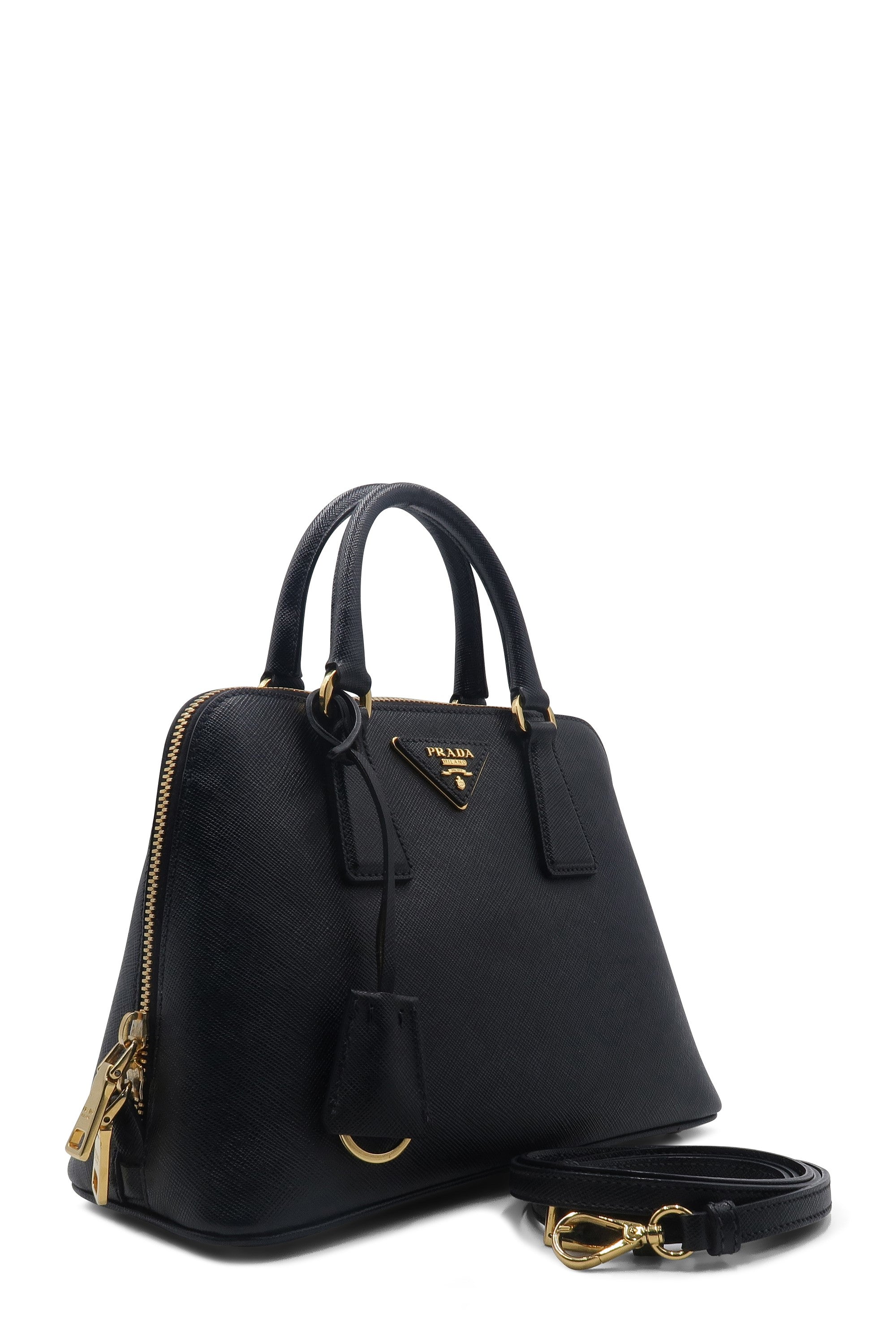 Small Saffiano Lux Promenade Bag Nero