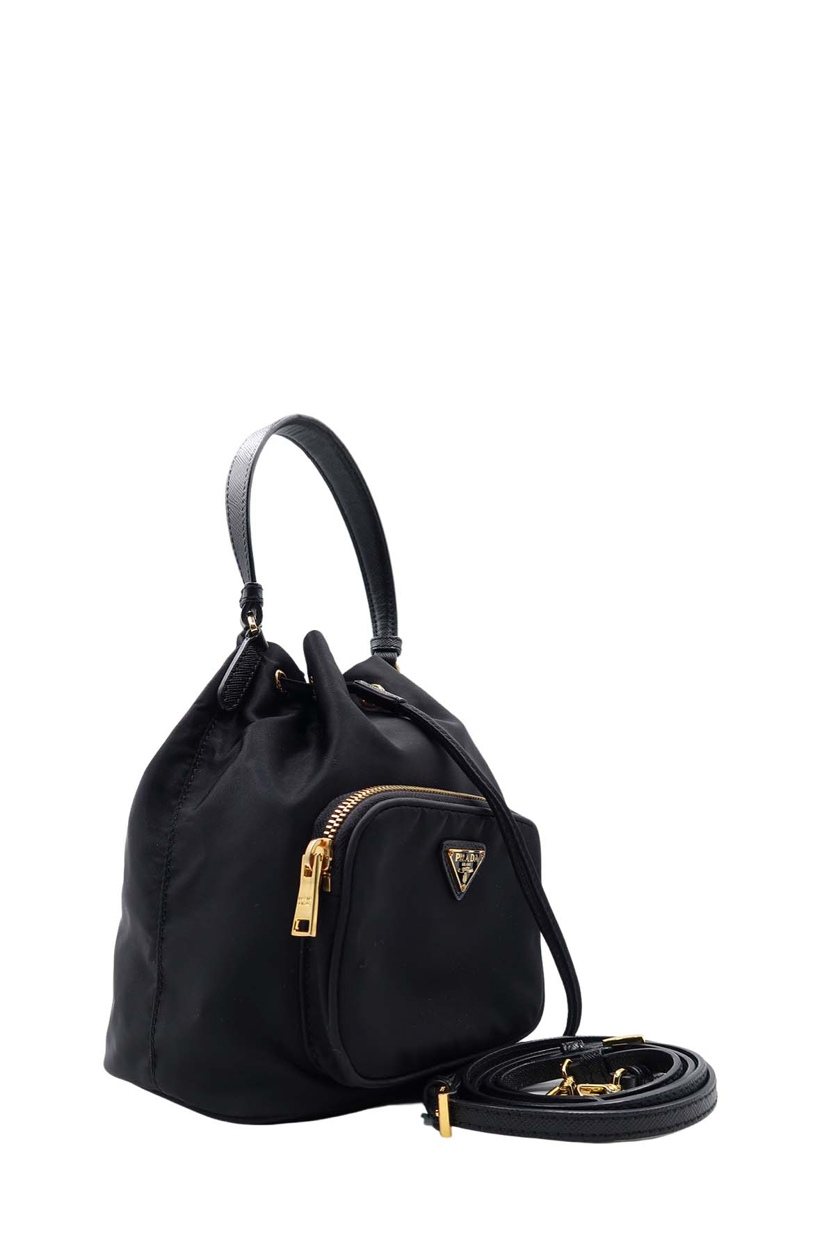 Small Tessuto Duet Bucket Bag Black