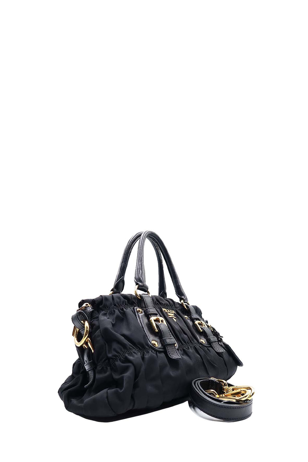 Tessuto Gaufre Ruched Bag Nero