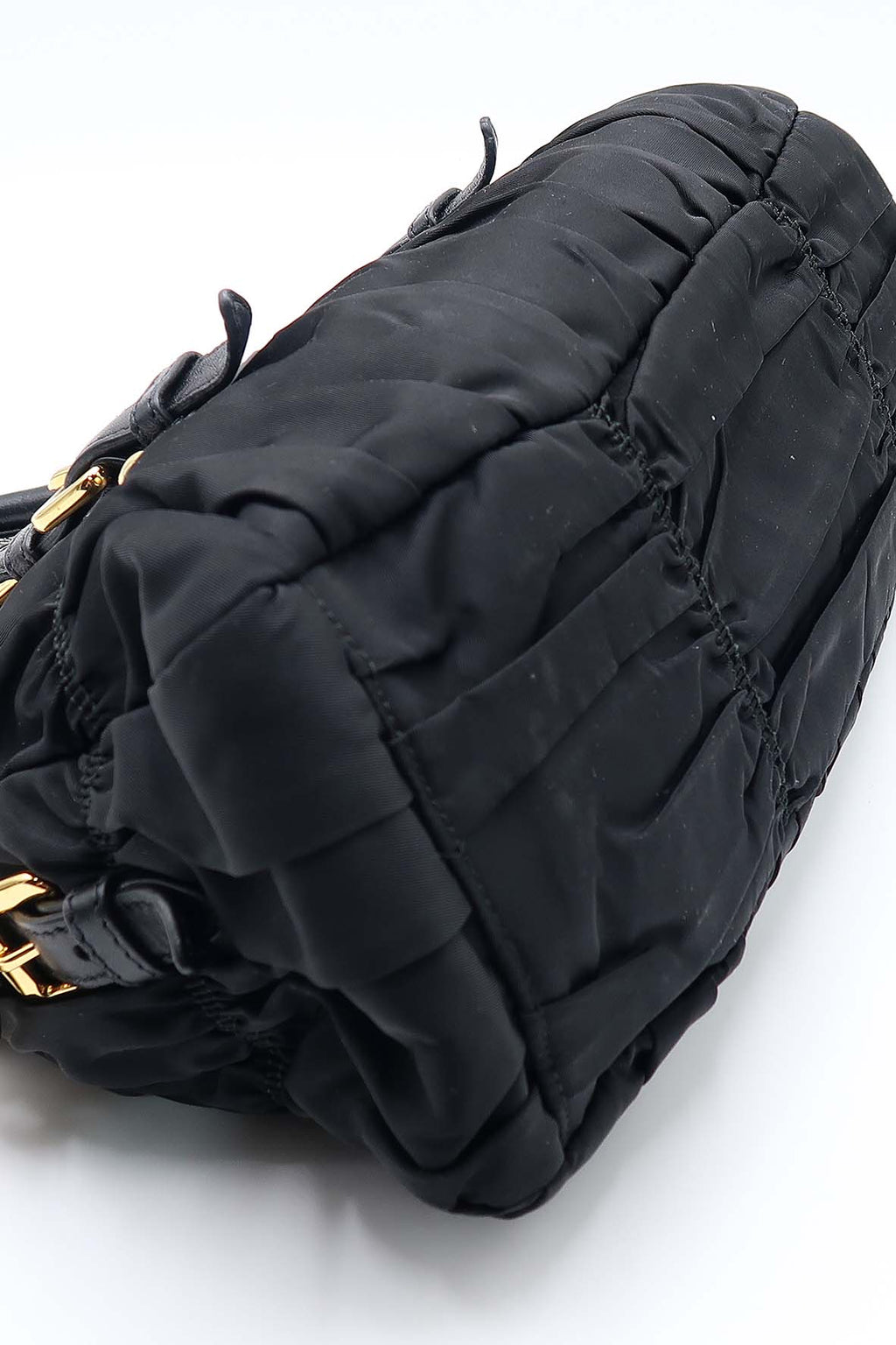 Tessuto Gaufre Ruched Bag Nero