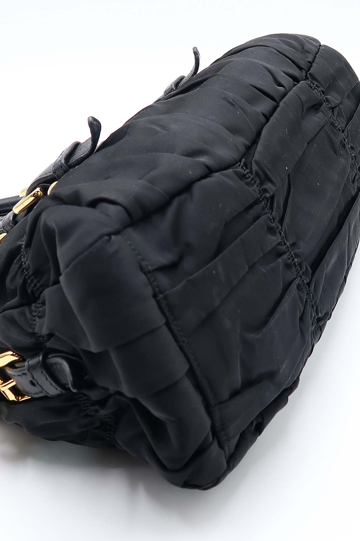Tessuto Gaufre Ruched Bag Nero