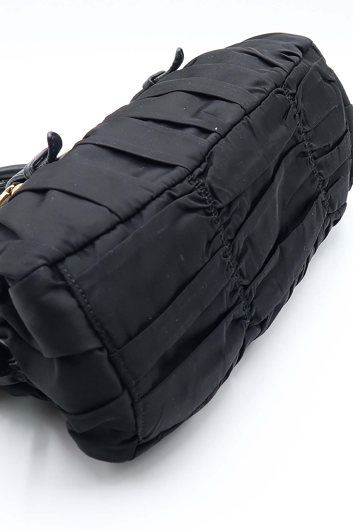 Tessuto Gaufre Ruched Bag Nero