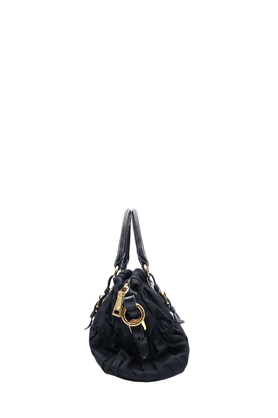 Tessuto Gaufre Ruched Bag Nero