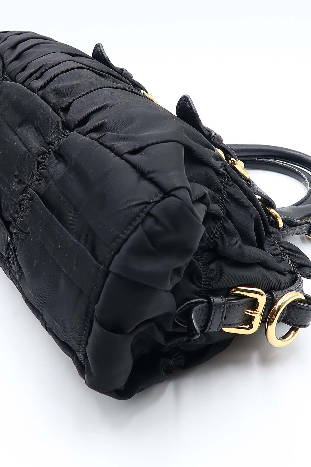 Tessuto Gaufre Ruched Bag Nero