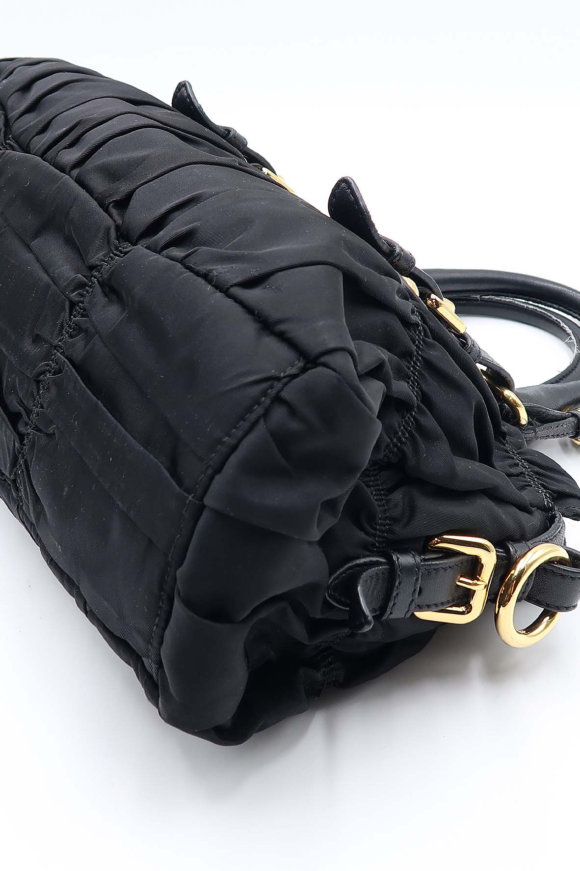 Tessuto Gaufre Ruched Bag Nero