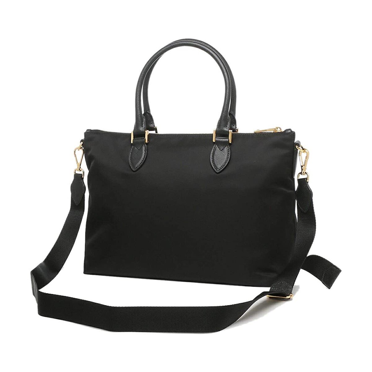 Prada Tessuto Nylon Saffiano Leather Trim Black Medium Satchel 1BA278