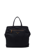 Tessuto with Leather Trimmed and Front Pocket Shopping Tote Black