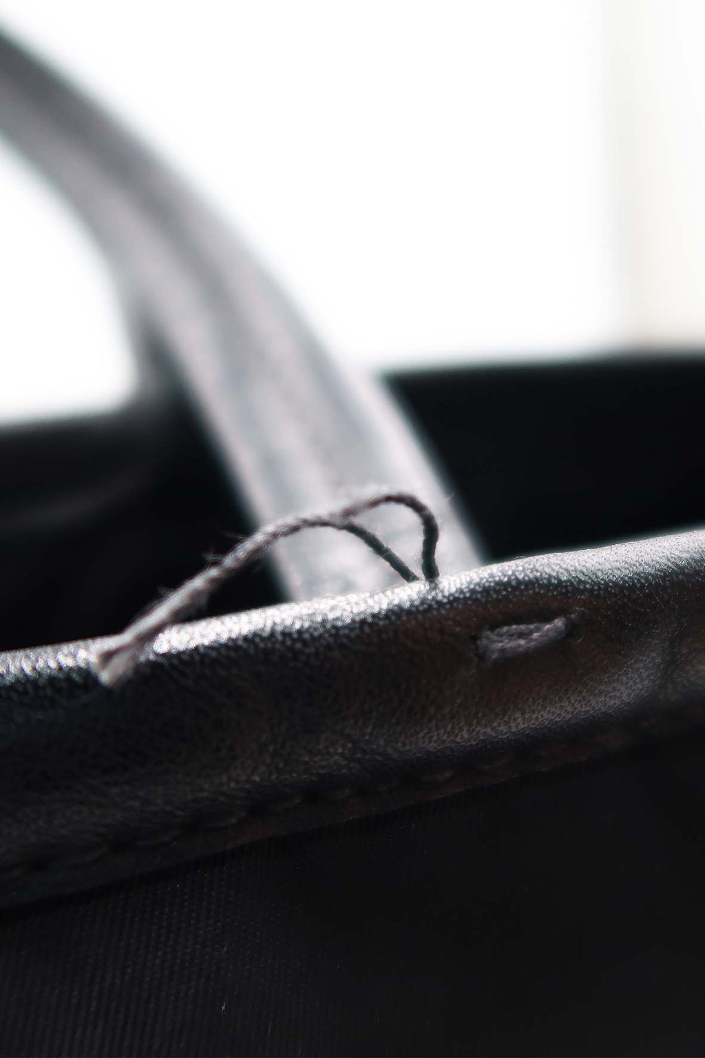 Tessuto with Leather Trimmed and Front Pocket Shopping Tote Black