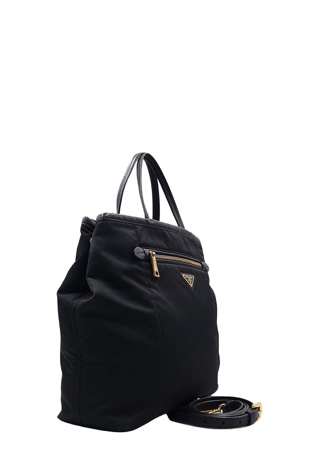 Tessuto with Leather Trimmed and Front Pocket Shopping Tote Black