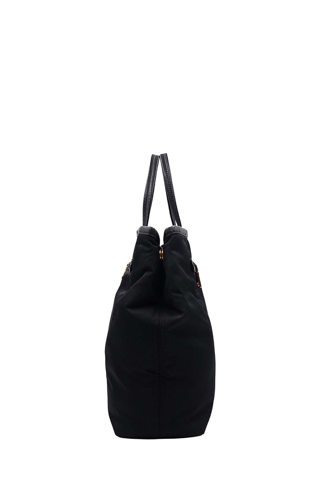 Tessuto with Leather Trimmed and Front Pocket Shopping Tote Black