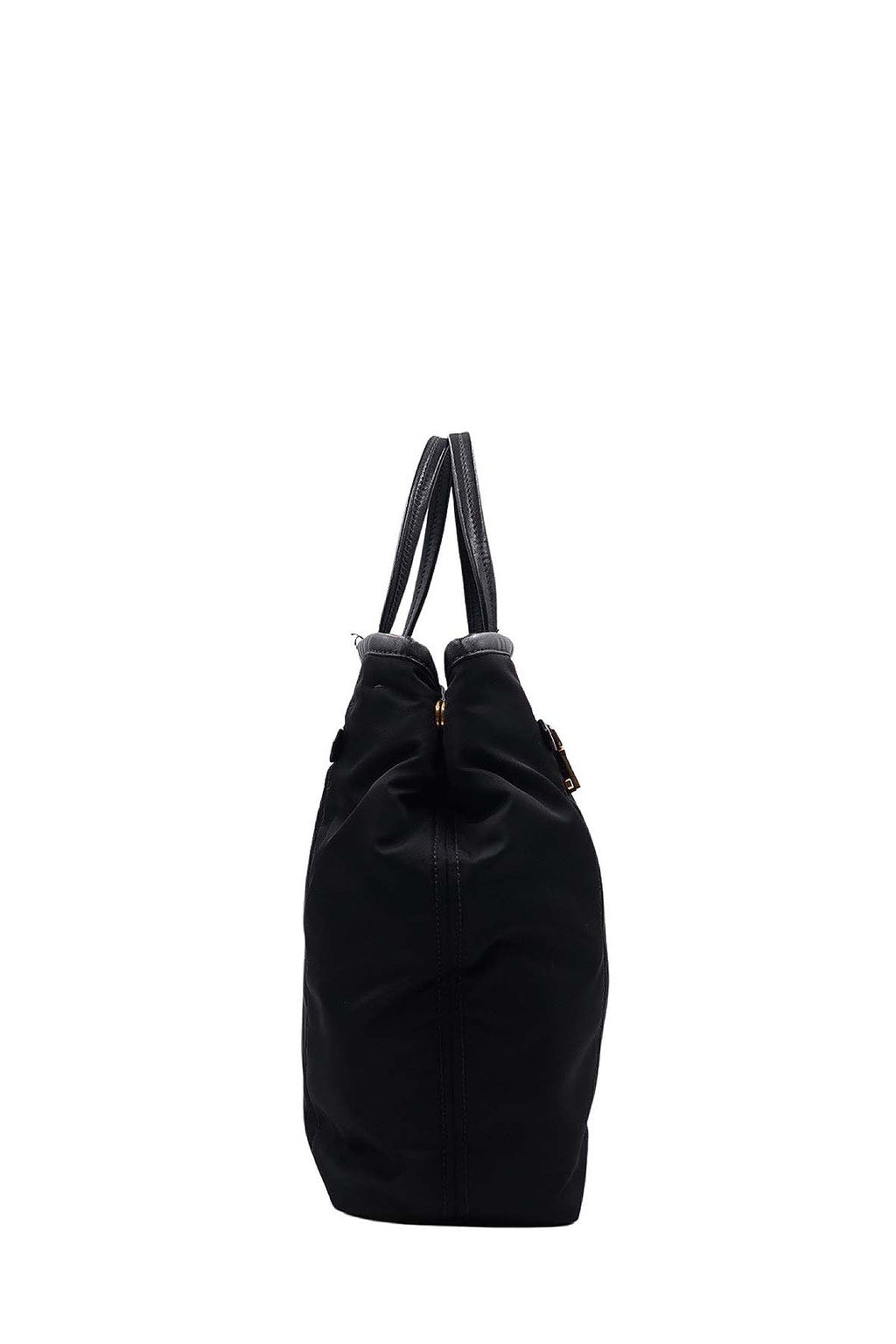 Tessuto with Leather Trimmed and Front Pocket Shopping Tote Black