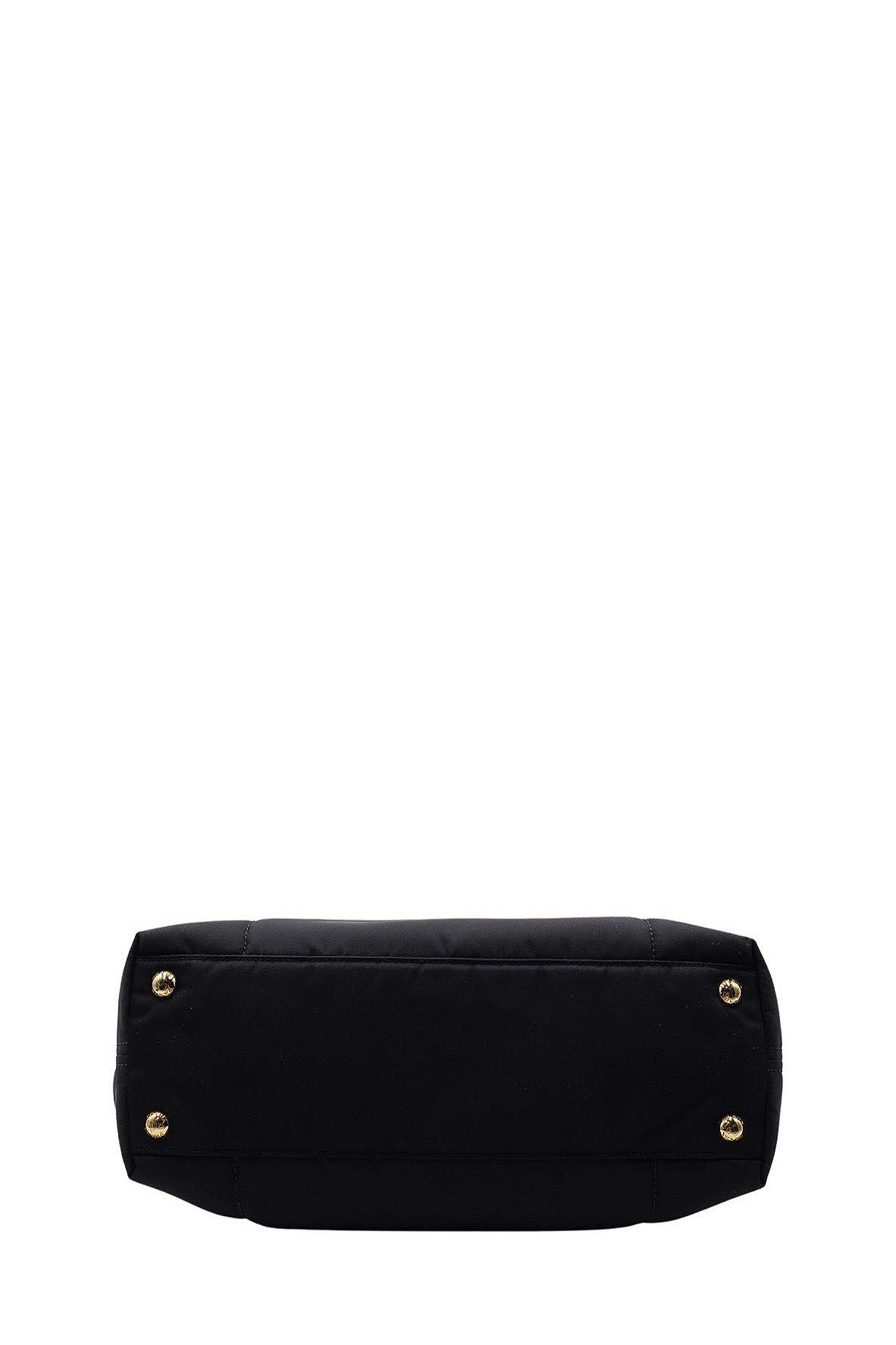 Tessuto with Leather Trimmed and Front Pocket Shopping Tote Black