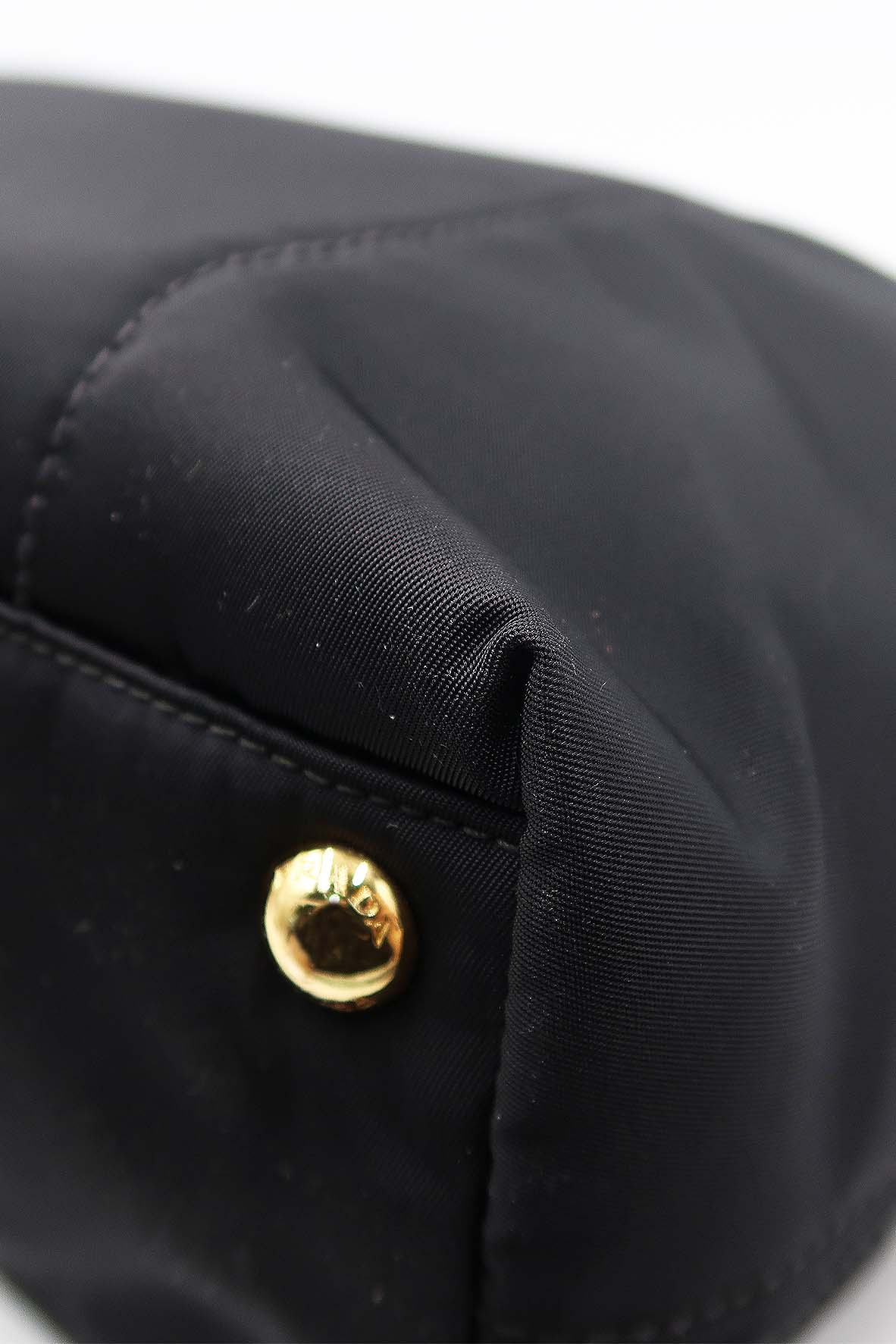 Tessuto with Leather Trimmed and Front Pocket Shopping Tote Black