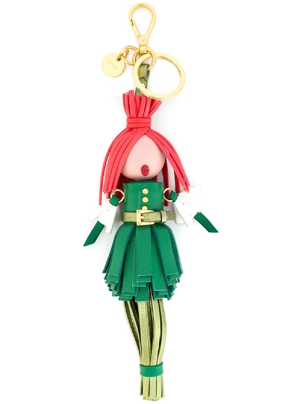 Prada Trick Pelle Alice Doll Red Green Leather Key Chain 1TL172