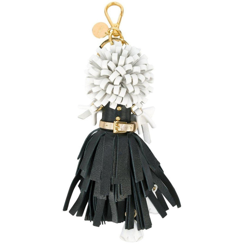 Prada Trick in Pelle Nero Black Dress Wendy Doll Leather Keychain 1TL170
