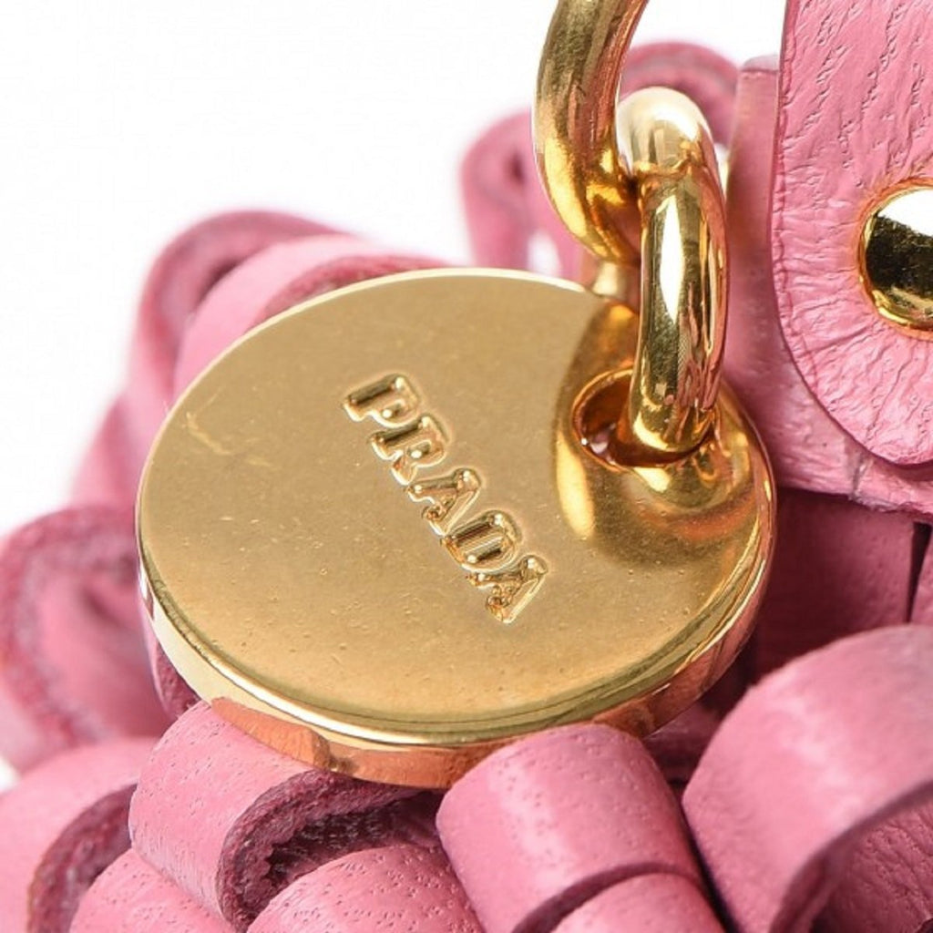 Prada Trick Pelle Lacca Wendy Red Pink Leather Keychain 1TL170